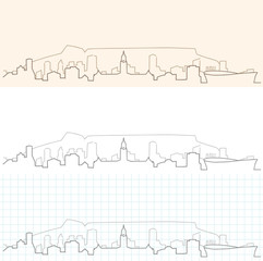 Fototapeta premium Kapsztad ręcznie rysowane Skyline