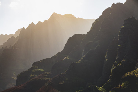View of mountain range during sunrise