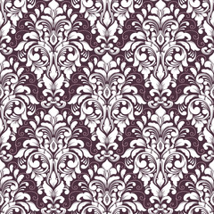 Vector damask seamless pattern background. Classical luxury old fashioned damask ornament, royal victorian seamless texture for wallpapers, textile, wrapping. Exquisite floral baroque template.