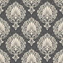 Vector damask seamless pattern background. Classical luxury old fashioned damask ornament, royal victorian seamless texture for wallpapers, textile, wrapping. Exquisite floral baroque template.