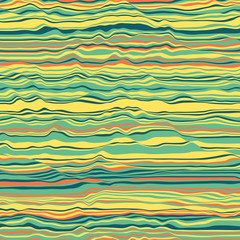 Vector striped background. Abstract color waves. Sound wave oscillation. Funky curled lines. Elegant wavy texture. Surface distortion. Colorful background.