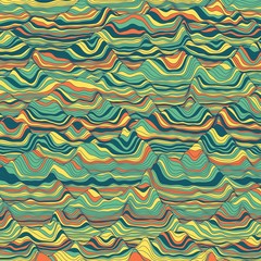 Vector striped background. Abstract color waves. Sound wave oscillation. Funky curled lines. Elegant wavy texture. Surface distortion. Colorful background.
