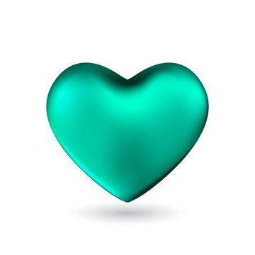 Green heart isolated on white background. Happy Valentine's day greeting template. Vector illustration.