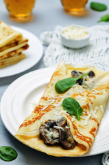 Mushrooms spinach cheese Crepes