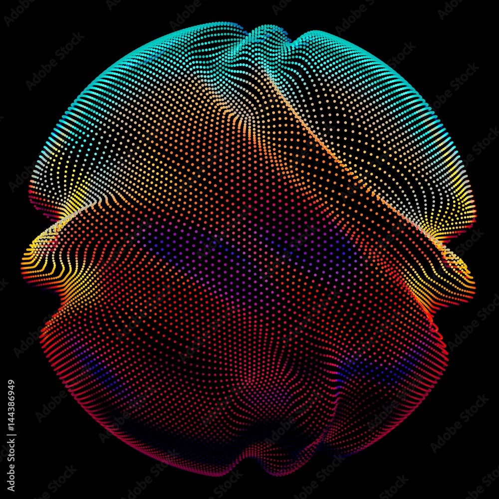 Wall mural abstract vector colorful mesh sphere on dark background. futuristic style card. elegant background f