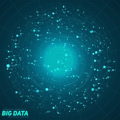 Big data blue visualization. Futuristic infographic. Information aesthetic design. Visual data complexity. Complex data threads graphic. Social network representation. Abstract data graph.