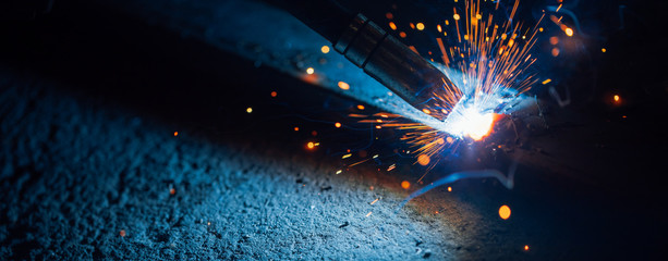 artistic welding sparks light, industrial background - Powered by Adobe