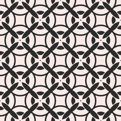 Vector monochrome seamless pattern, simple repeat geometric texture, endless mosaic background, arabesque. Abstract ornamental tiles. Design element for prints, textile, fabric, stationery, covers