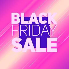 Vector Black Friday Sale background with shining ray of energy. Vector illustration on light violet background. Abstract glowing lines, light trails. Psychedelic colors.