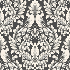 Vector damask seamless pattern element. Classical luxury old fashioned damask ornament, royal victorian seamless texture for wallpapers, textile, wrapping. Exquisite floral baroque template.
