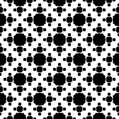 Fototapeta premium Vector monochrome texture, simple geometric seamless pattern, black octagonal figures on white backdrop. Abstract repeat background for prints, decor, textile, fabric, cover, furniture, clothes, paper