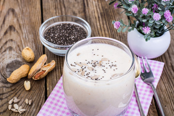 Creamy yoghurt with chia, sunflower seeds and nuts