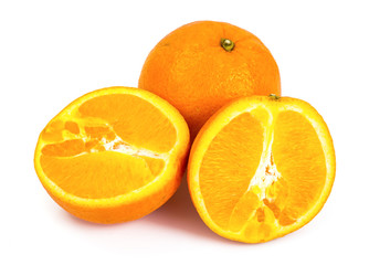 Juicy ripe sweet orange, cut in half