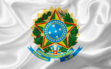 Coat of Arms of Brazil, with fabric texture