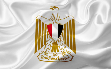 Coat of Arms of Egypt, with fabric texture