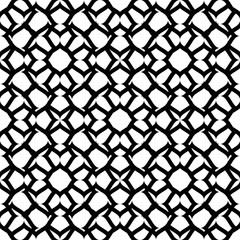 Vector seamless pattern, monochrome ornamental texture, oriental style. Black & white abstract mosaic background. Stylish geometric wallpaper. Design for prints, fabric, textile, decor, furniture, web