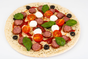 Pizza raw semifinished product before baking