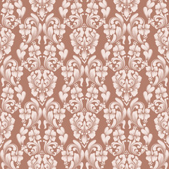 Vector damask seamless pattern background. Classical luxury old fashioned damask ornament, royal victorian seamless texture for wallpapers, textile, wrapping. Exquisite floral baroque template.