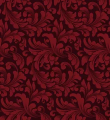 Foto op Plexiglas Bordeaux Vectordamast naadloos patroonelement. Klassieke luxe ouderwetse damast sieraad, koninklijke Victoriaanse naadloze textuur voor behang, textiel, inwikkeling. Exquise bloemen barok sjabloon.