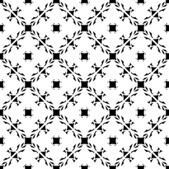 Vector seamless pattern, abstract monochrome texture with floral lattice, arabesque background. Black & white backdrop. Stylish design element for prints, decor, digital, textile, furniture, fabric