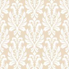 Vector damask seamless pattern background. Classical luxury old fashioned damask ornament, royal victorian seamless texture for wallpapers, textile, wrapping. Exquisite floral baroque template.