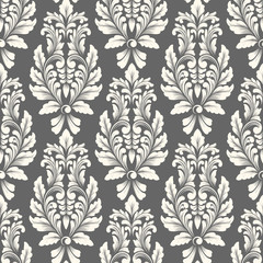 Vector damask seamless pattern background. Classical luxury old fashioned damask ornament, royal victorian seamless texture for wallpapers, textile, wrapping. Exquisite floral baroque template.