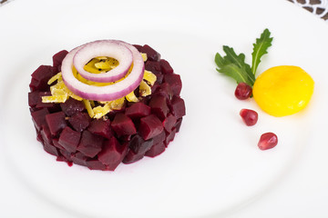 Appetizer of beetroot and egg