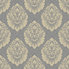Vector damask seamless pattern background. Classical luxury old fashioned damask ornament, royal victorian seamless texture for wallpapers, textile, wrapping. Exquisite floral baroque template.