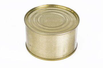 Closed metal can with fish or canned meat