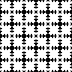 Vector monochrome geometric texture, seamless pattern with simple rounded geometrical shapes, black & white colors. Abstract endless background, repeat tiles. Contrast design element in old style