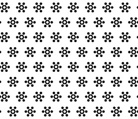 Monochrome geometric seamless pattern, simple vector texture with black geometrical hexagonal floral figures on white background. Abstract repeat illustration. Design for print, decor, textile, fabric