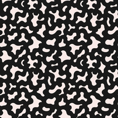 Vector seamless pattern, retro noise texture. Abstract monochrome geometric background with smooth patches, black & white illustration. Dark design for prints, decor, digital, covers, furniture, cloth