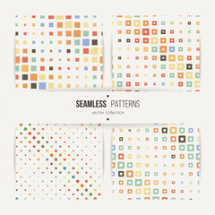 Seamless halftone square patterns set.