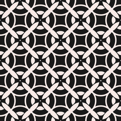 Vector monochrome seamless pattern, simple repeat geometric texture, endless mosaic background, arabesque. Abstract ornamental tiles. Design element for prints, decor, textile, fabric, furniture, web
