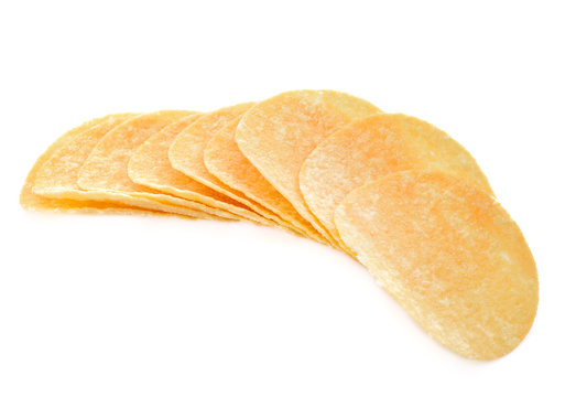 Potato chips isolated  on white background