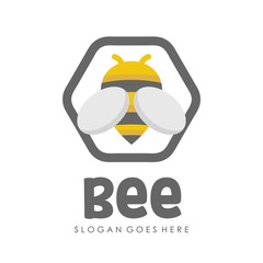 Bee and honey logo full vector