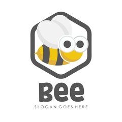 Bee and honey logo full vector