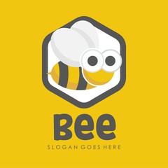 Bee and honey logo full vector