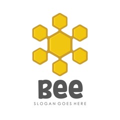 Obraz premium Bee and honey logo full vector