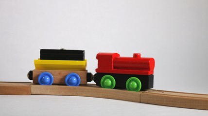 Wooden railroad with train 