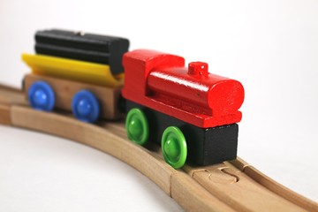 Fototapeta premium Wooden railroad with train 