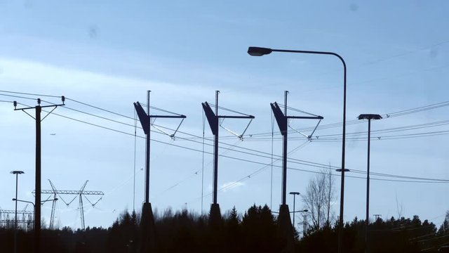 Keh&auml; 3 winter espoo, Time lapse of electric transmitters, on route keha 3, just outside Espoo, in Uusimaa, Finland