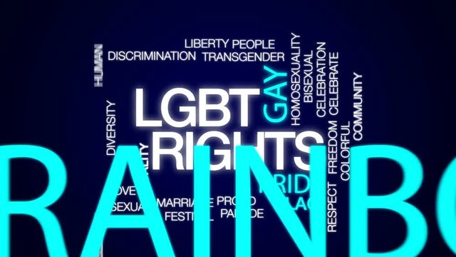 LGBT rights animated word cloud, text design animation.