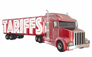 Tariffs Truck International Trade Imports Exports 3d Illustration