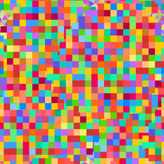 Seamless pattern with gainbow colored glitch styled bright messy shapes