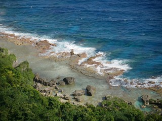 Close up of Coastal view from Sinapalo overlook, Rota  Clear blue waters and stunning rock...