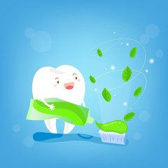 tooth with paste and brush