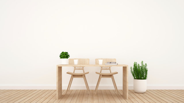 dining area or workspace in living room or coffee shop - 3D Rendering
