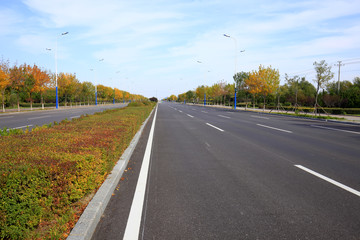 In autumn, highway landscape