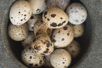 Fototapeta na wymiar quail eggs on table